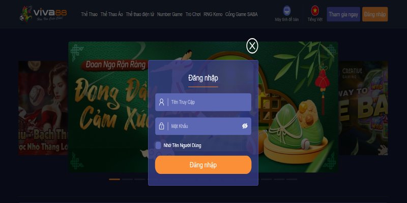 Thực hiện điền chính xác thông tin đăng nhập Viva88